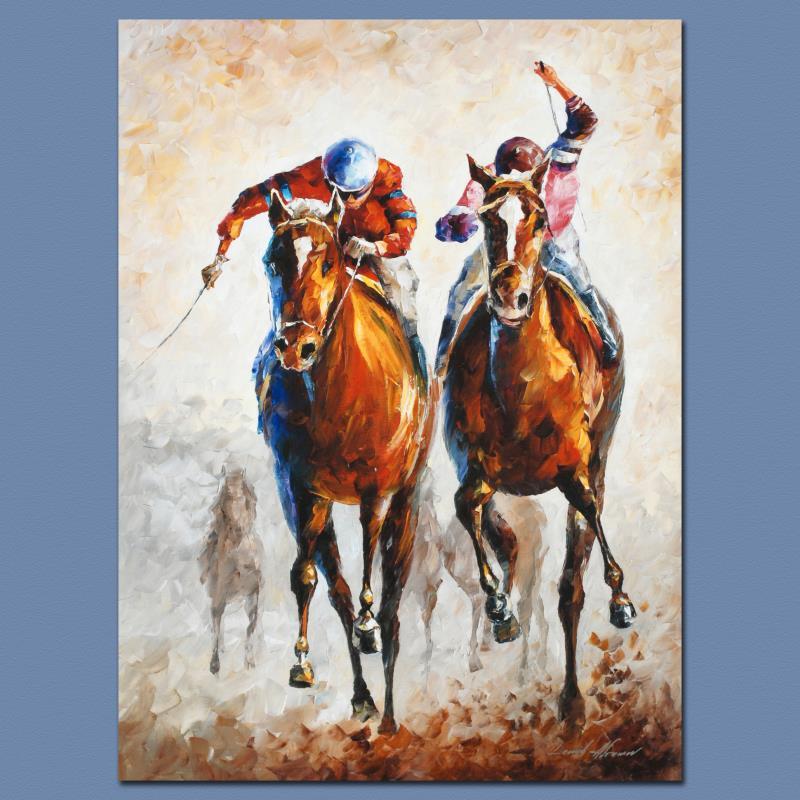 Leonid Afremov (1955-2019) "Contenders" Limited Edition: Leonid Afremov's (1955-2019) masterful use of color and texture make his paintings unique collectibles that are sure to brighten any wall. "Contenders" is a limited edition giclee on canvas. The piece