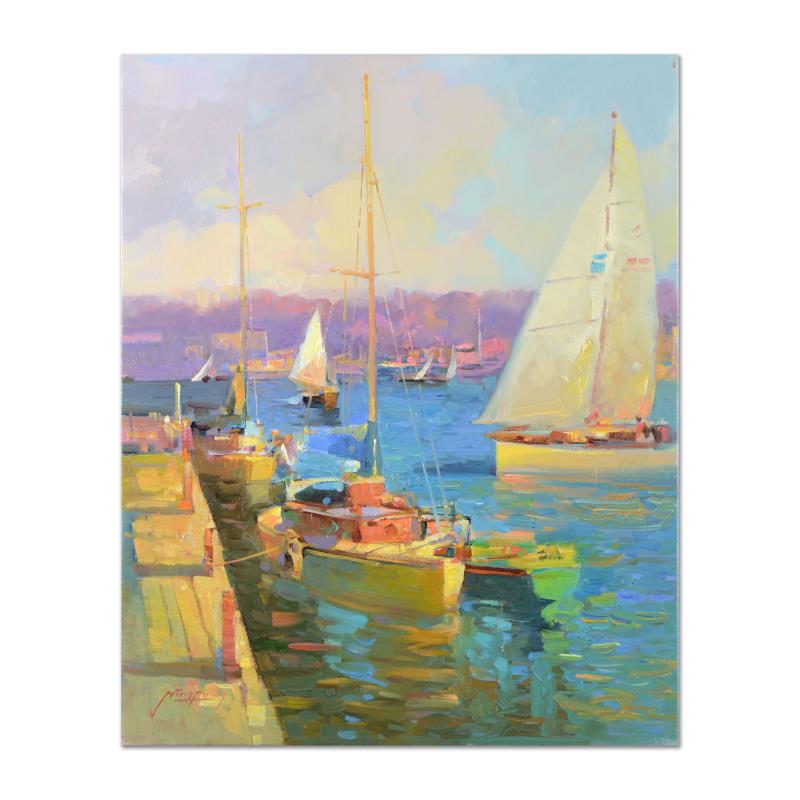 Ming Feng, "Distant Twilight" Original Oil Painting on: "Distant Twilight" is an original oil painting on stretched canvas by Ming Feng, hand signed by the artist. Includes Letter of Authenticity. Measures approx. 16" x 20" (image).
