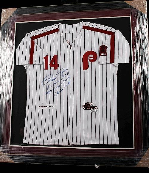 Pete Rose Autographed Phillies Stat Jersey