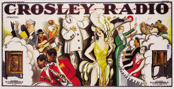 Anonymous - Crosley Radio: Artist: Anonymous - Title: Crosley Radio - Medium: Fine Art Reproduction Giclee on Canvas - Image Size: Approximately 16.5 inches x 32 inches - Unframed on Unstretched Canvas -