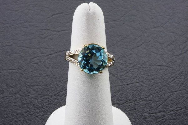 Ladies Blue Topaz Diamond Ring 8.58ctw - DI79