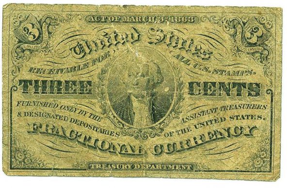 1863 .03 Cents Bill PM06