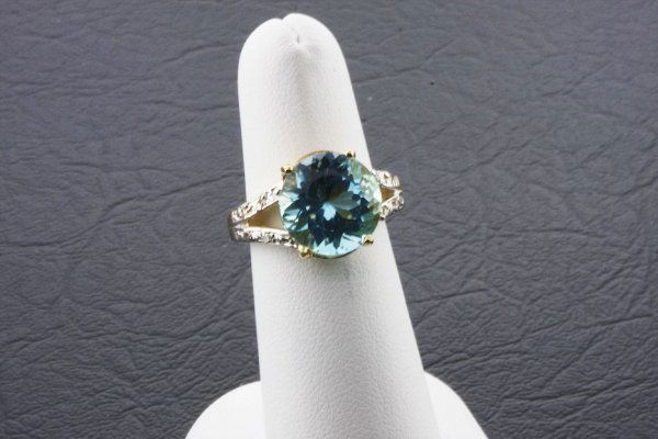 Ladies Blue Topaz Diamond Ring 7.57ctw - DI76