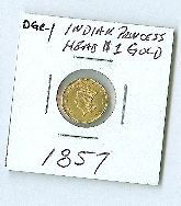 1857 Indian Princess Head $1 Gold DGC1