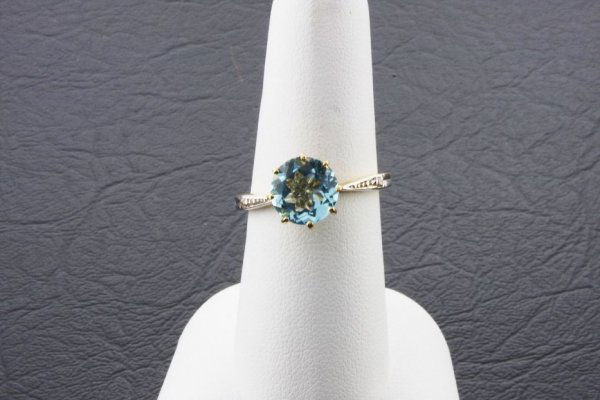 Ladies Blue Topaz Diamond Ring 3.30ctw - DI74