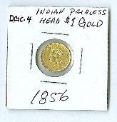 1856 Indian Princess Head $1 Gold DGC4