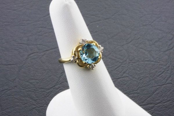 Ladies Blue Topaz Diamond Ring 2.28ctw - DI65