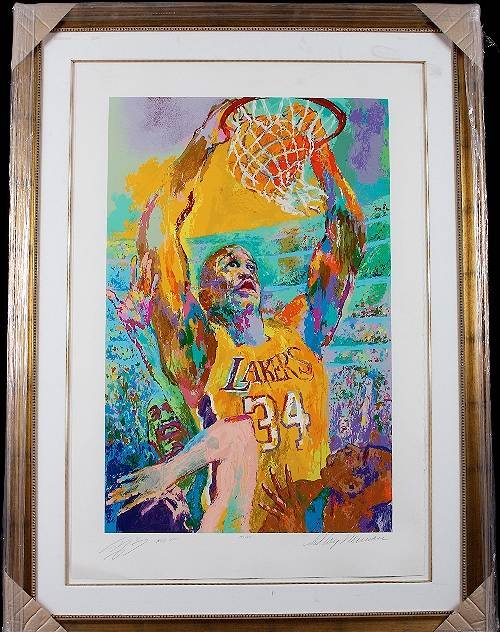 Leroy Neiman - Shaq Autographed by Shaq & Neiman