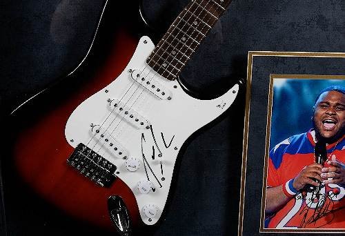 American Idol Autographed Guitar Simpsons Collage - 4