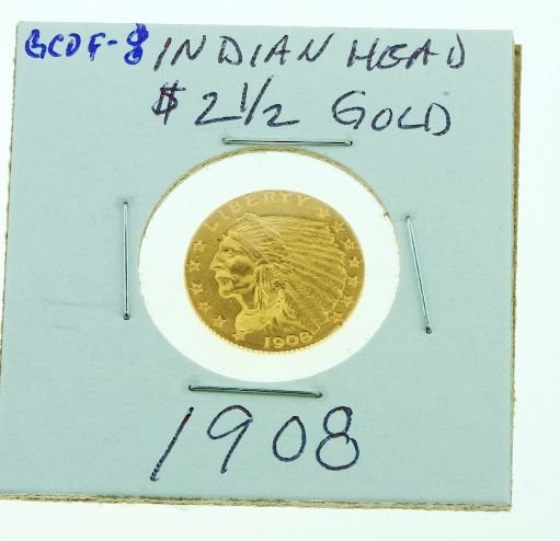 1908 Indian Head $2 1/2 Gold DF GCDF8