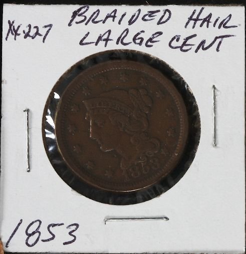 1853 Braided Hair Large Cent XX227