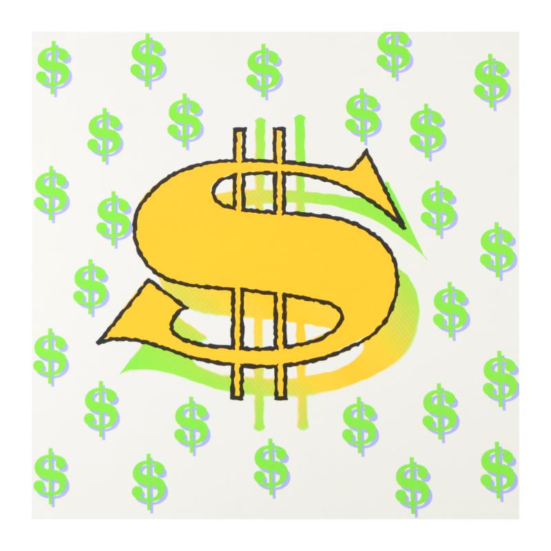 Steve Kaufman (1960-2010), "Dollar Sign" Limited: "Dollar Sign" is a limited edition hand pulled silkscreen on canvas by Andy Warhol protege Steve Kaufman (1960-2010). This piece is numbered 5/50 and hand signed inverso. Includes Certificate of Authe