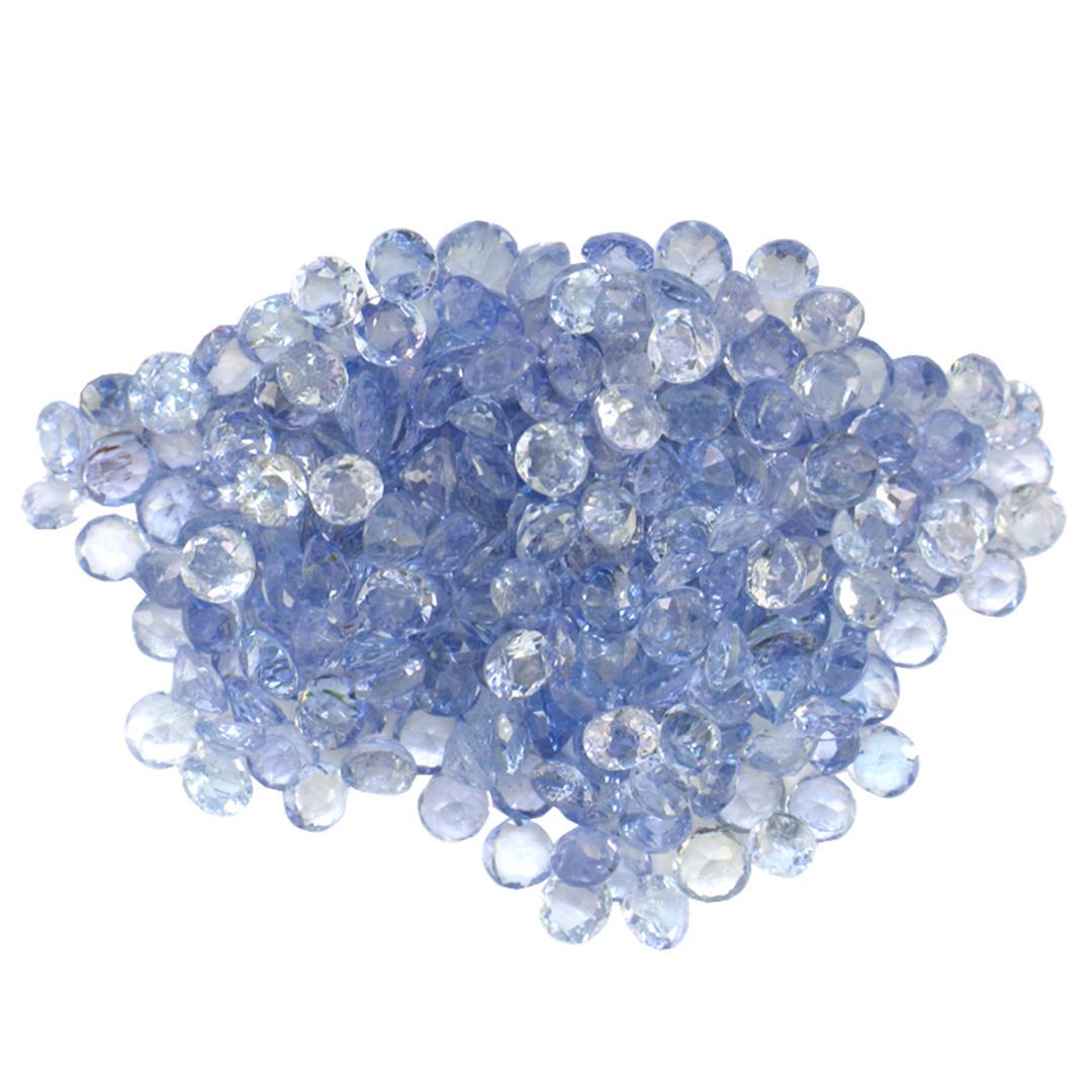 16.03 ctw Round Mixed Tanzanite Parcel: Two hundred fifty round mixed cut natural tanzanites exact total weight 16.03ct., clarity is slightly included, type I, medium dark, very slightly grayish, bluish violet color, (GIA bV 6/3), cut is go