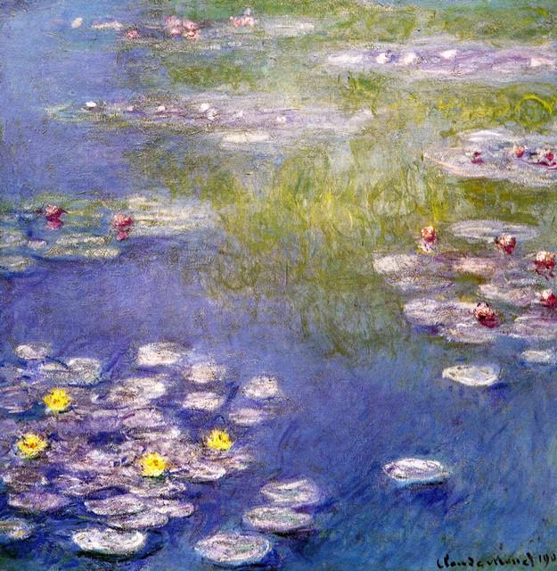 Claude Monet - Nympheas at Giverny: Artist: Claude Monet - Title: Nympheas at Giverny - Medium: Fine Art Reproduction Giclee on Canvas - Image Size: Approximately 19.5 inches x 20 inches - Framed: Unframed on Unstretched Canvas - Biogra