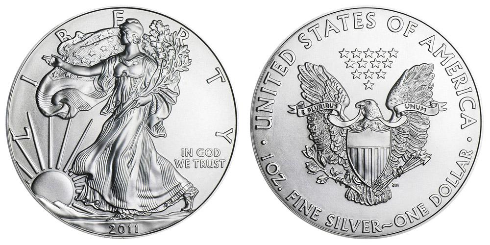 2011 American Silver Eagle .999 Fine Silver Dollar Coin: One 2011 American Silver Eagle .999 Fine Silver Dollar Coin.