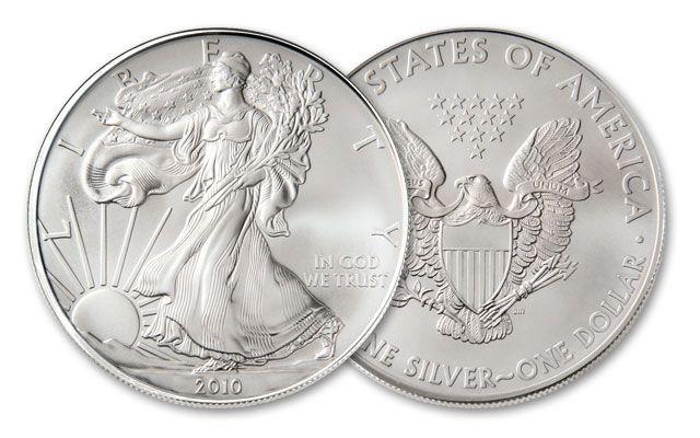 2010 American Silver Eagle .999 Fine Silver Dollar Coin: One 2010 American Silver Eagle .999 Fine Silver Dollar Coin.