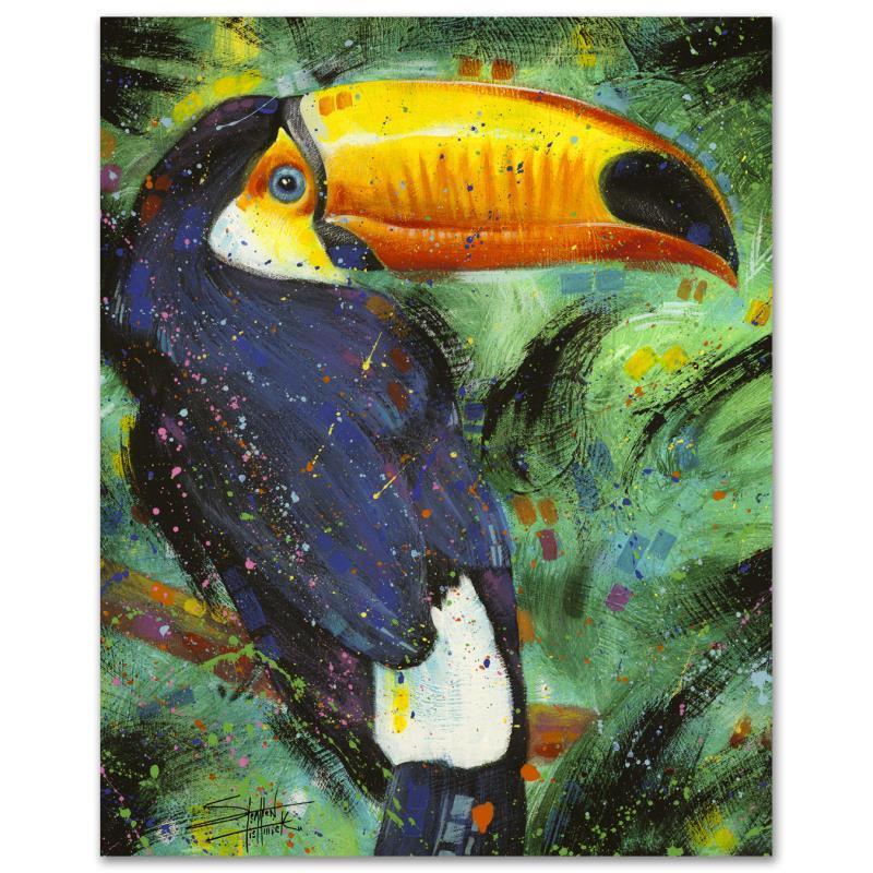 "Toucan" Limited Edition Giclee on Canvas by Stephen: With bright colors and expressive lines, Stephen Fishwick puts a unique spin on pop culture portraits. "Toucan" is a limited edition giclee on stretched canvas, numbered and bears the artist's authori