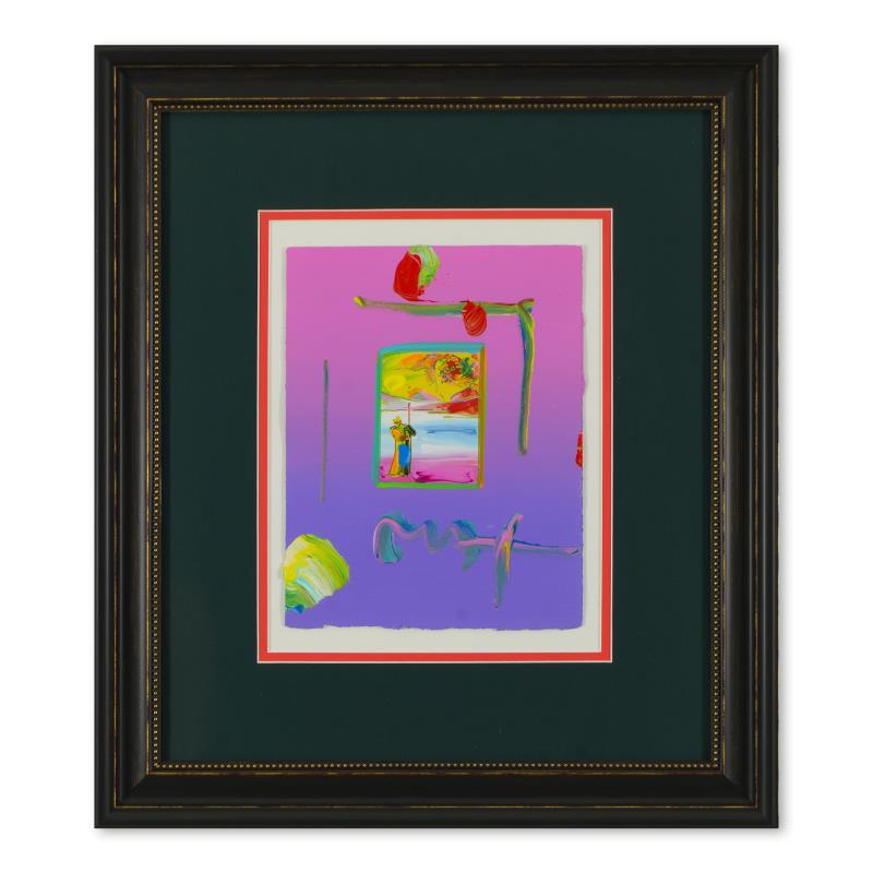 Peter Max, "Sage with Profile" Framed One-Of-A-Kind: "Sage with Profile" is a one-of-a-kind acrylic mixed media on paper, hand signed by Peter Max. This piece comes custom framed. Includes Certificate of Authenticity from Peter Max Studios. Measures app