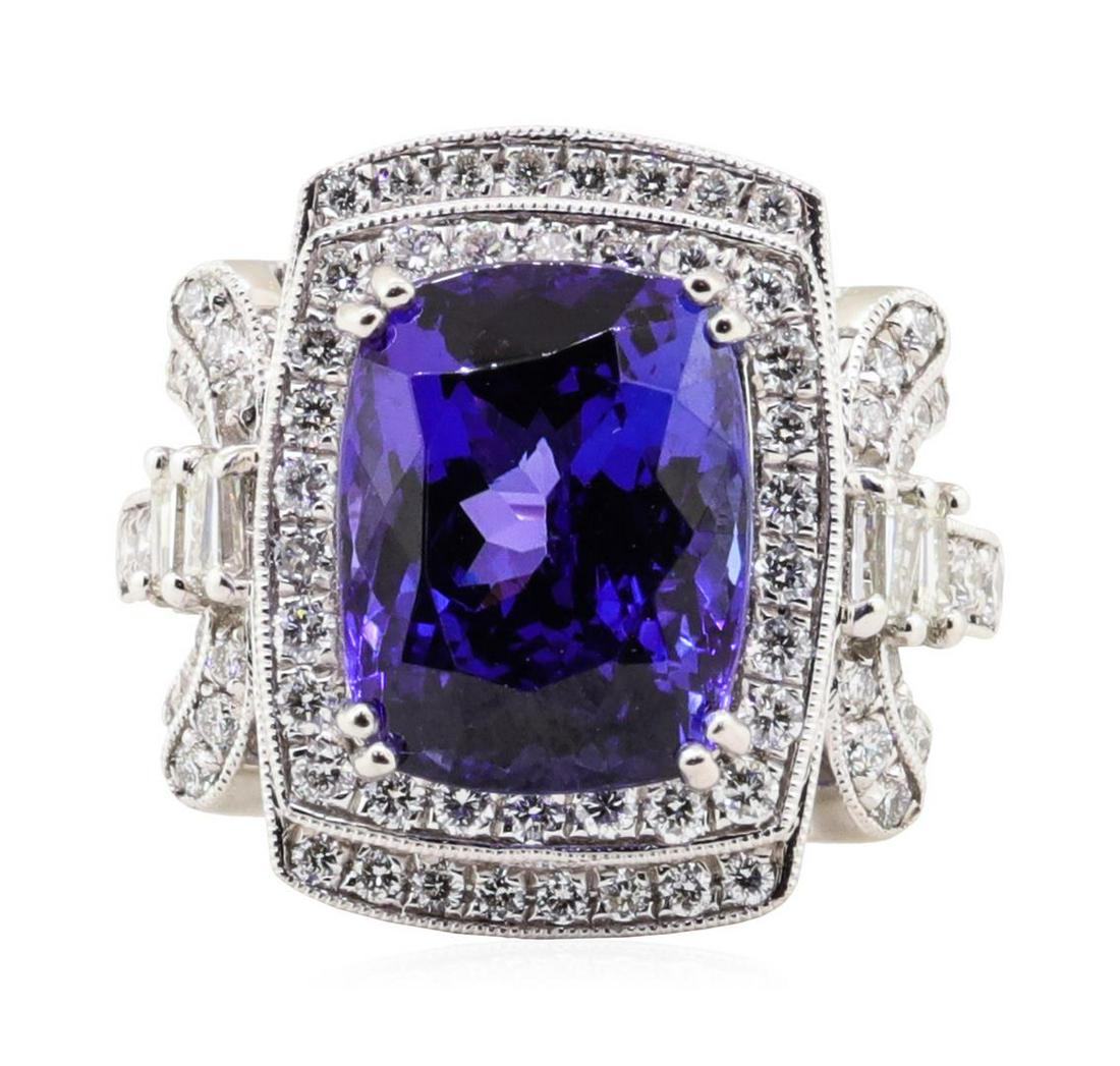 8.01 ctw Tanzanite and Diamond Ring - Platinum: One 8.01ct Tanzanite and Diamond Ring - Platinum. AIG certified. See Appraisal for more details. AIG Appraised.