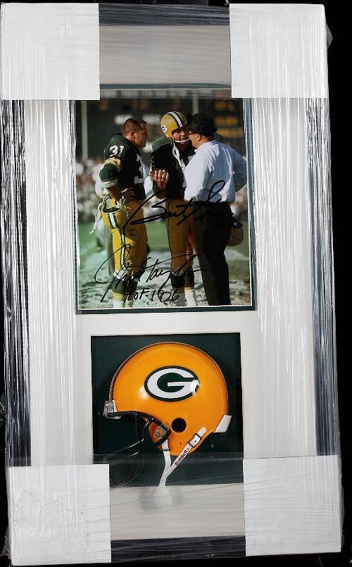 Bart Starr & Jim Taylor Autographed Mini Helmet Di