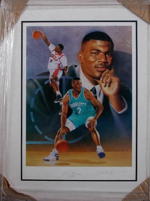 Larry Johnson Autographed BB 16x20 Lithograph
