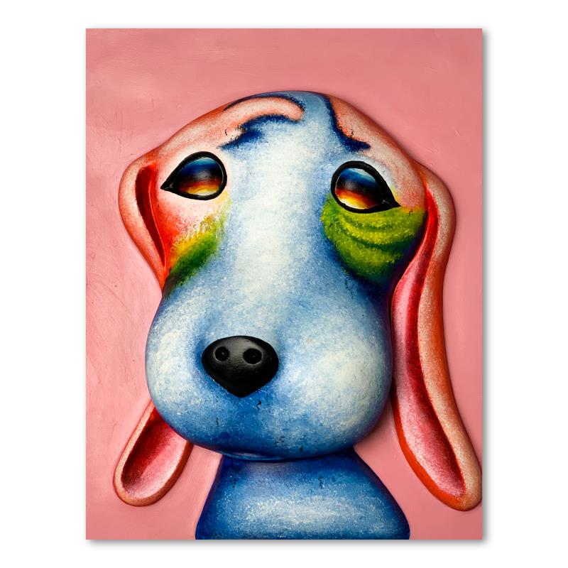 Wang, "Homer (Pink)" Hand Painted Limited Edition Bas: "Homer (Pink)" is a hand painted limited edition, dimensional art, bas relief sculpture by Wang. This piece is numbered 10/99, is hand signed in verso, and comes with a letter of authenticity. Measure
