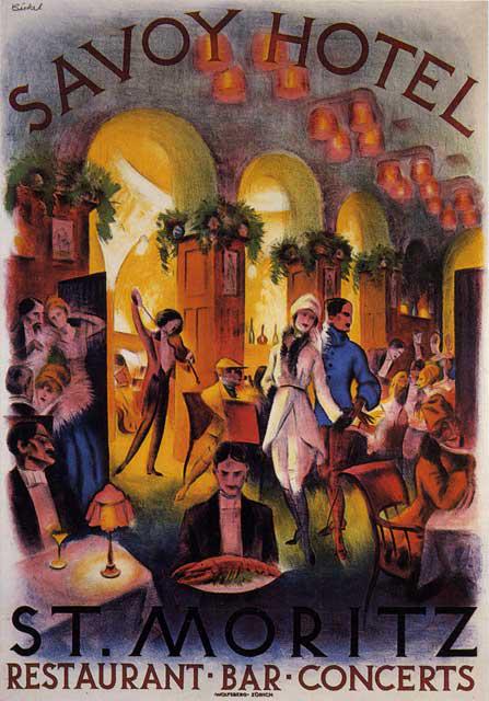 Anonymous - Savoy Hotel St Moritz: Artist: Anonymous - Title: Savoy Hotel St Moritz - Medium: Fine Art Reproduction Giclee on Canvas - Image Size: Approximately 32 inches x 22.25 inches - Unframed on Unstretched Canvas