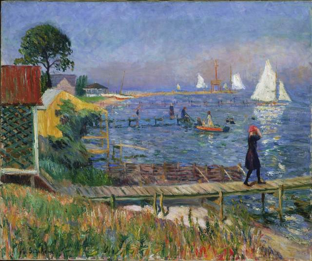 William Glackens - Bathers at Bellport: Artist: William Glackens - Title: Bathers at Bellport - Medium: Fine Art Giclee on Canvas - Image Size: Approximately 16.75 inches x 20 inches - Framed: Unframed on Unstretched Canvas - Biography: Wil