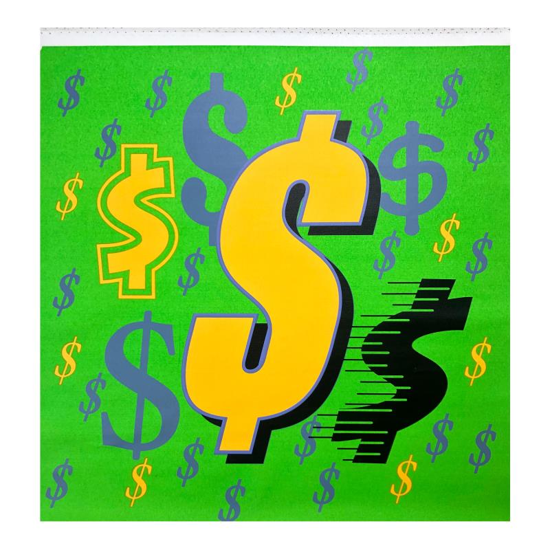 Steve Kaufman (1960-2010), "Dollar Sign (State 1)" Hand: "Dollar Sign (State 1)" is limited edition hand pulled silkscreen unique mixed media on canvas by Andy Warhol protege Steve Kaufman (1960-2010). This piece is numbered and hand signed inverso and incl