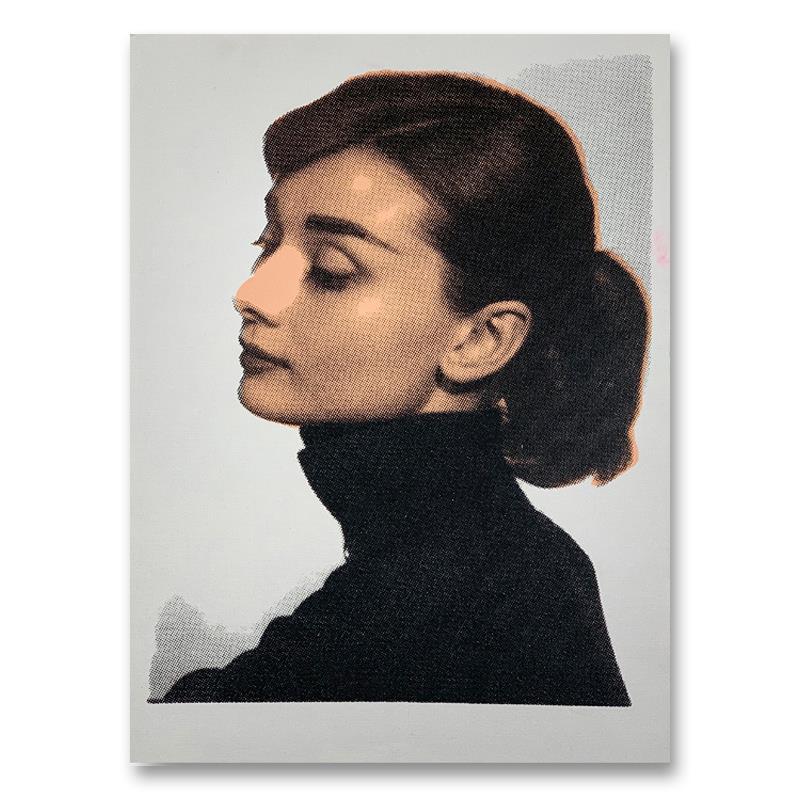 Steve Kaufman (1960-2010), "Audrey Hapburn" Hand Signed: "Audrey Hapburn" is a limited edition hand pulled silkscreen mixed media on canvas by Andy Warhol protege Steve Kaufman (1960-2010). This piece is numbered and PP 4/50 and hand signed inverso. Include