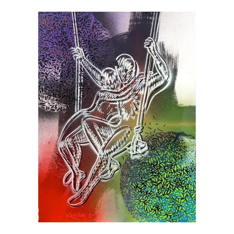 Mark Kostabi "The Four Seasons" Hand Signed Original: "The Four Seasons" is a mixed media original painting on paper, by Mark Kostabi. The piece is hand signed and comes with a certificate of authenticity. Measures approximately 30" x 22.5".