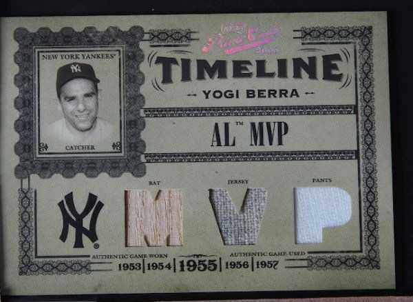 2005 Prime Cuts Yogi Berra Bat, Jersey & Pants Card