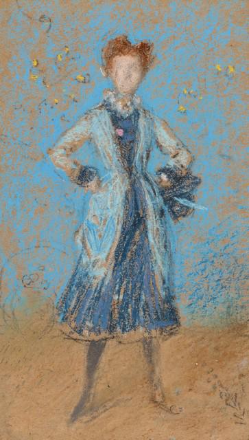 Whistler - The Blue Girl: Artist: James Abbott McNeill Whistler - Title: The Blue Girl - Medium: Fine Art Giclee on Canvas - Image Size: Approximately 32 inches x 18 inches - Framed: Unframed on Unstretched Canvas - Biography: