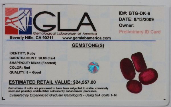 Ruby Parcel 4 Gemstones 28.89ctw DK06 - 2