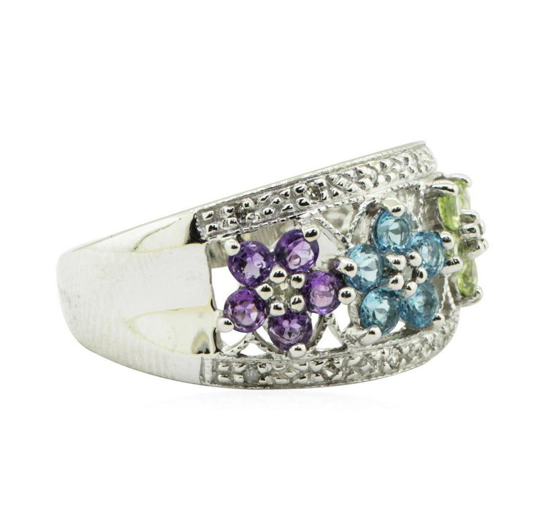 1.20 ctw Multi-Colored Gemstone and Diamond Ring - 14KT: One ring featuring: 14KT white gold weighing 5.2 grams containing multi-colored gemstones weighing 1.00 ctw and diamonds weighing 0.20 ctw.