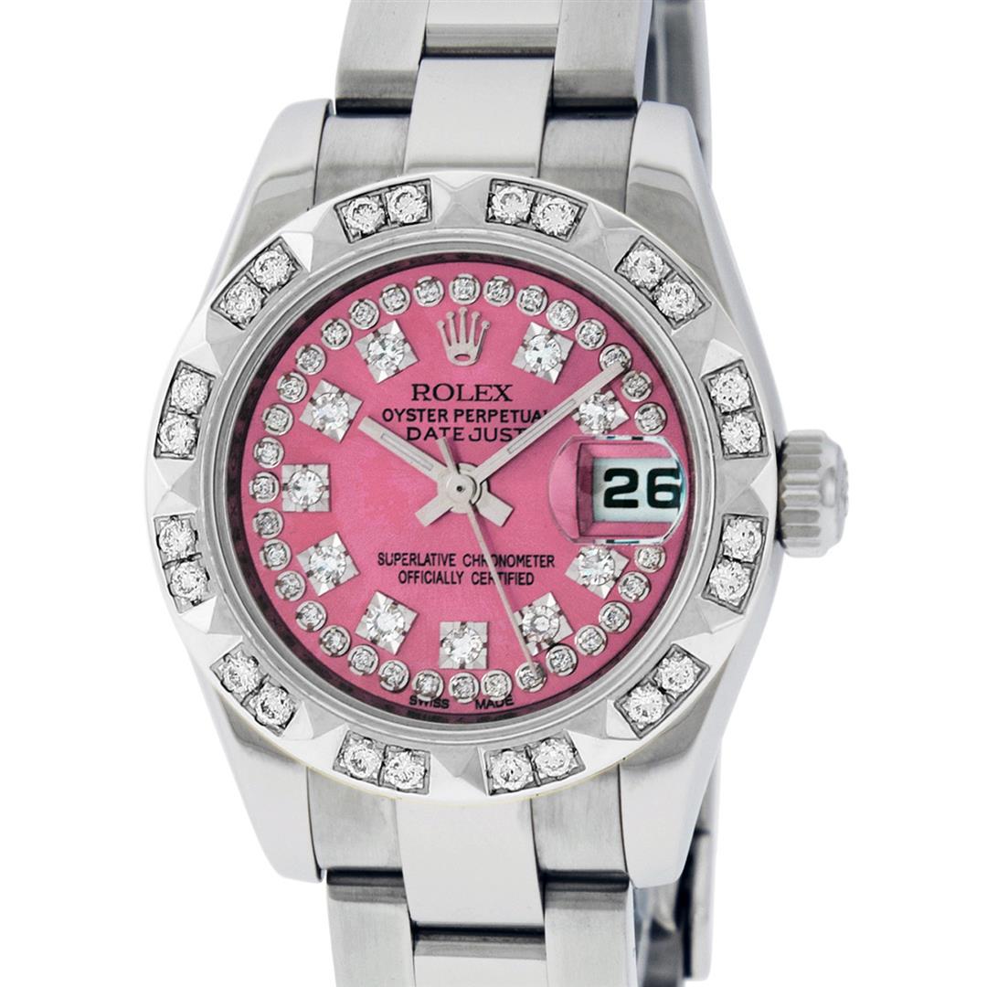 Rolex Ladies Stainless Steel Quickset Pink String
