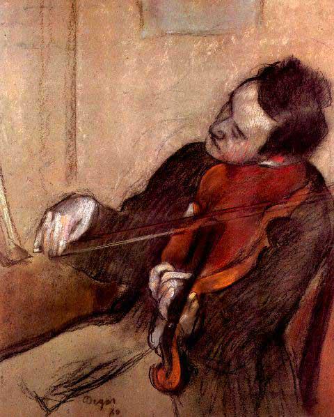 Edgar Degas - The Violinist #1: Artist: Degas - Title: The Violinist #1 - Medium: Fine Art Reproduction Giclee on Archival Canvas - Image Size: Approximately 32 inches x 25.75 inches - Framed: Unframed on Unstretched Canvas - Edgar 