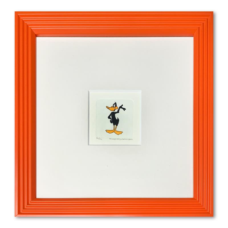 "Daffy Duck" Framed Limited Edition Etching with: "Daffy Duck" is a limited edition etching on paper with hand-tinted coloring from Warner Bros, numbered and dated 1999. This piece comes framed. Measures approximately 9" x 9" (with frame), 2" x 2" (i