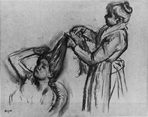 Edgar Degas - Woman Doing Hair [2]: Artist: Degas - Title: Woman Doing Hair [2] - Medium: Fine Art Reproduction Giclee on Archival Canvas - Image Size: Approximately 32 inches x 23 inches - Framed: Unframed on Unstretched Canvas - Edgar