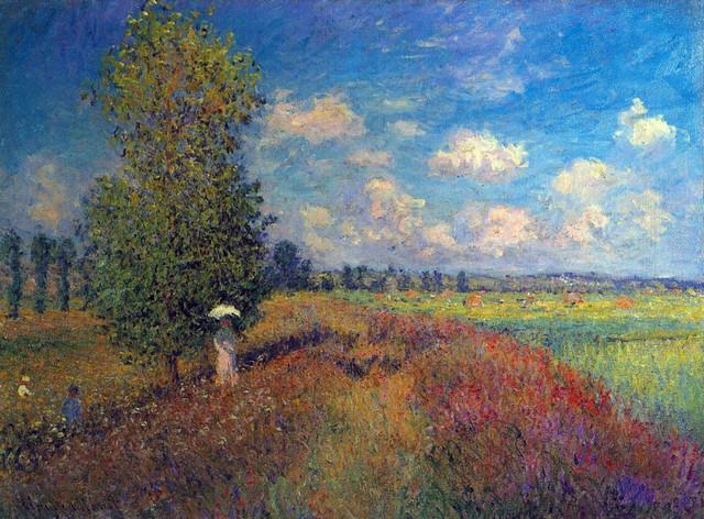 Claude Monet - Poppy Field in Summer: Artist: Claude Monet - Title: Poppy Field in Summer - Medium: Fine Art Reproduction Giclee on Canvas - Image Size: Approximately 14.75 inches x 20 inches - Unframed on Unstretched Canvas - Biography: