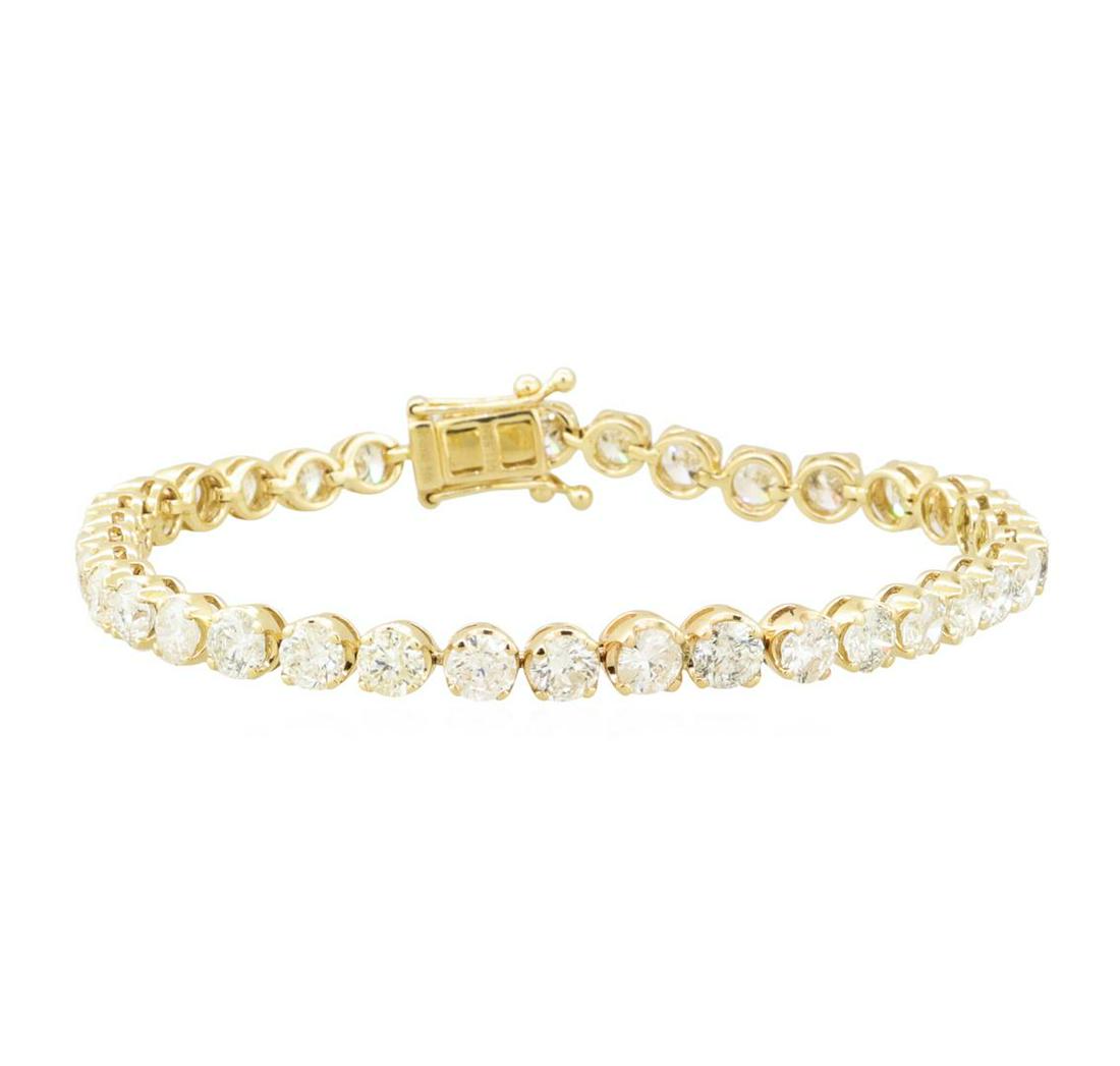 11.19 ctw Diamond Tennis Bracelet - 14KT Yellow Gold: One electronically tested 14KT yellow gold cast & assembled diamond tennis bracelet. Seven and one-quarter inch length bracelet, completed by a hidden box clasp with twin safeties. bright polish finis