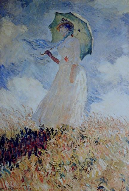 Claude Monet - Lady with Umbrella: Artist: Claude Monet - Title: Lady with Umbrella - Medium: Fine Art Reproduction Giclee on Canvas - Image Size: Approximately 20 inches x 13.5 inches - Unframed on Unstretched Canvas - Biography: Clau