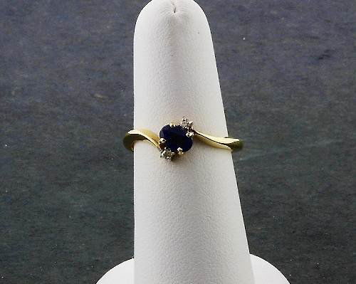 Ladies' Blue Sapphire Diamond Ring .60ctw - DF10