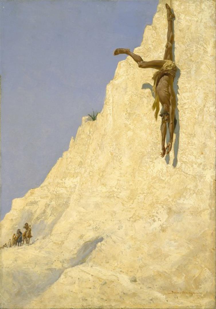 Frederic Sackrider Remington - The Transgressor: Artist: Frederic Sackrider Remington - Title: The Transgressor - Medium: Fine Art Giclee on Canvas - Image Size: Approximately 20 inches x 14 inches - Framed: Unframed on Unstretched Canvas - Biograph