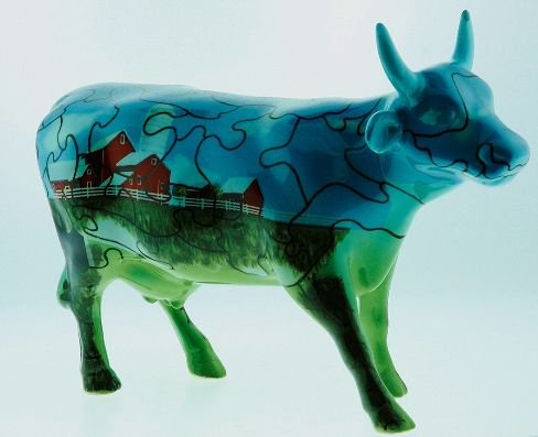 CowParade Ceramic 6" - #9181 Puzzle Cow 