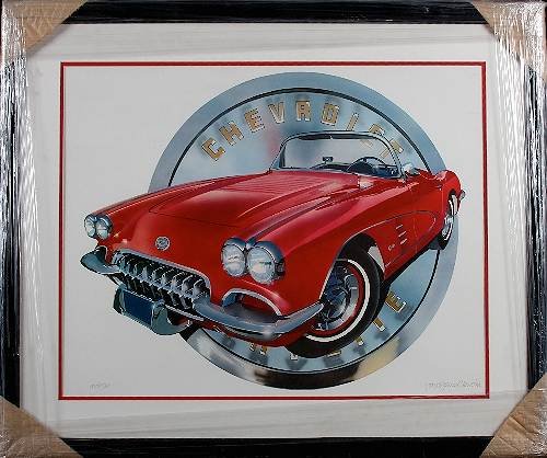 Cleworth - 1958 Corvette Framed Lithograph