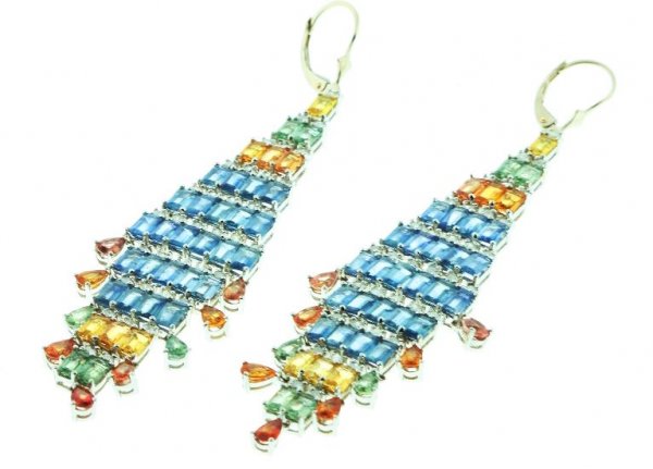 Ladies Sapphire Diamond Earrings 25.40ctw DG65A