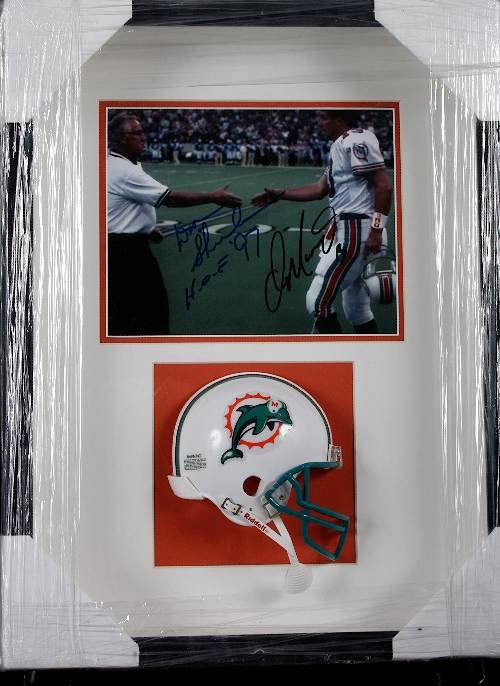 Dan Marino & Don Shula Autographed Mini Helmet Dis