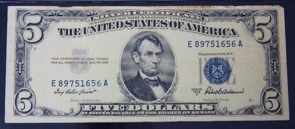 1953 $5.00 Lincoln Silver Certificate PM446