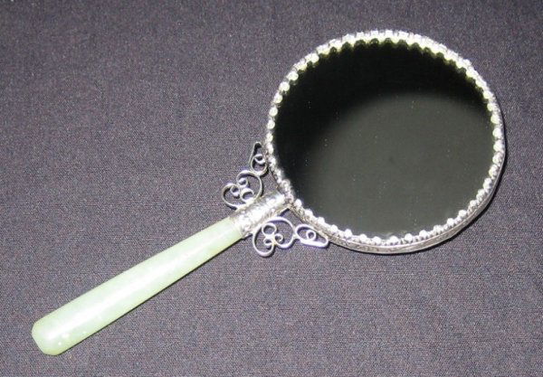 Hand Mirror Vintage Design and Jade Handle